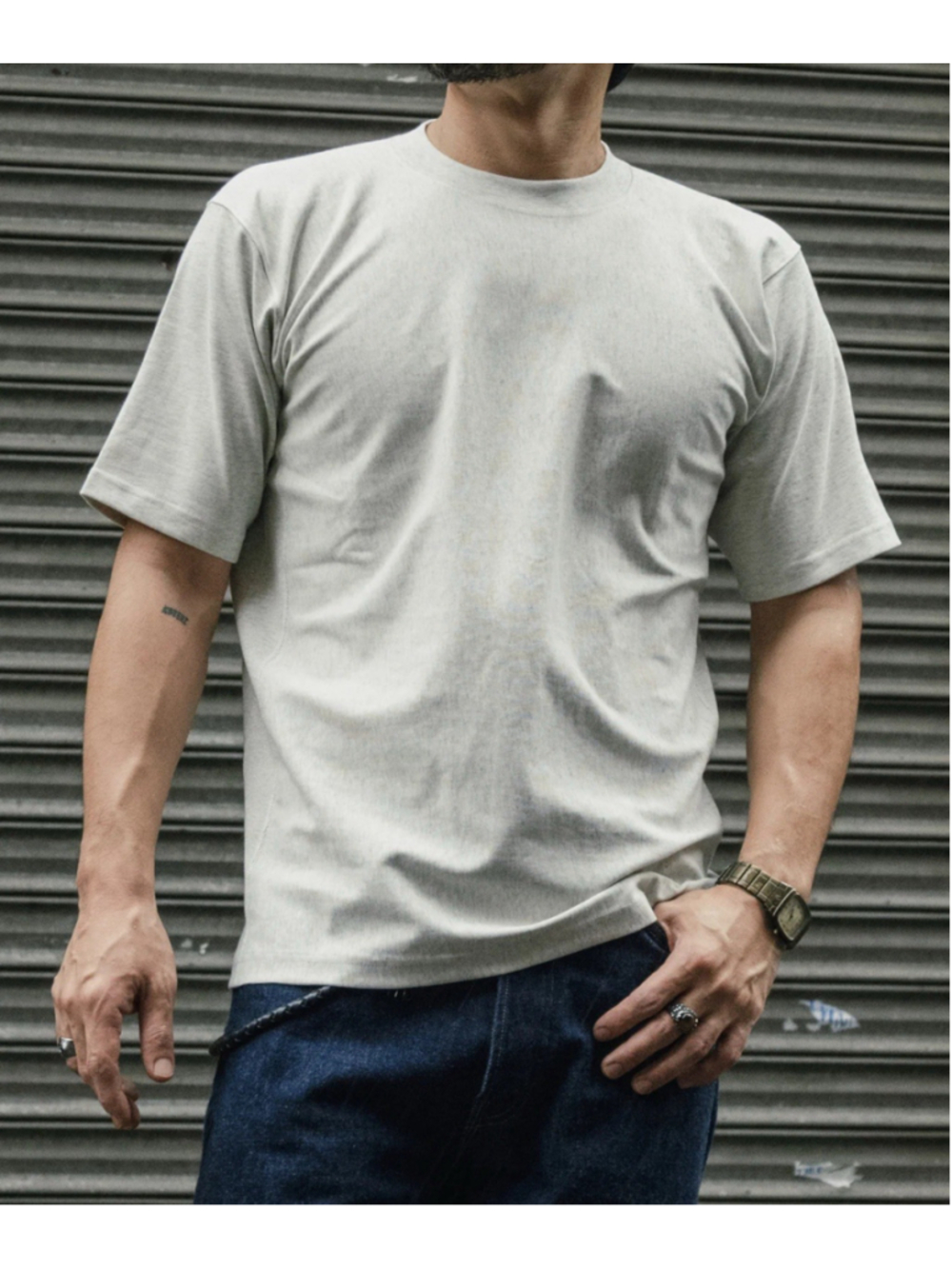 BRONSON MFG. CO. 10.6 oz Reverse Weave 100% Cotton T-Shirt - Gray